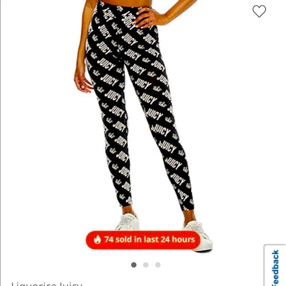 NWT juicy couture small logo black leggings contrast crown high rise signature